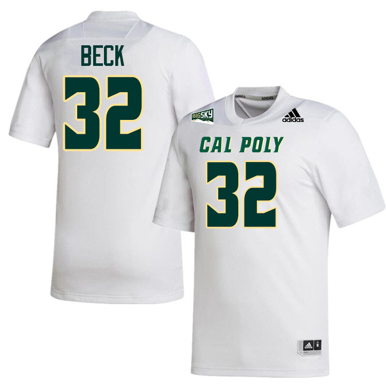 Cal Poly Mustangs #32 Jordan Beck College Football Jerseys,Uniforms Stitched-White